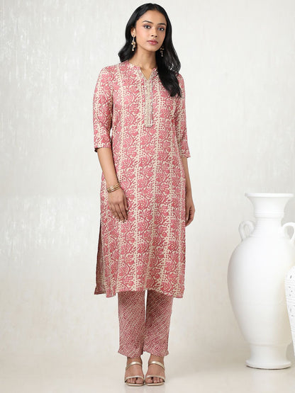 Dhiyona SO Women's Women Bandhani Printed Regular Gotta Patti Kurta with Trousers