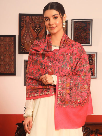 Dhiyona PA Ethnic Motifs Embroidered Woollen Shawl