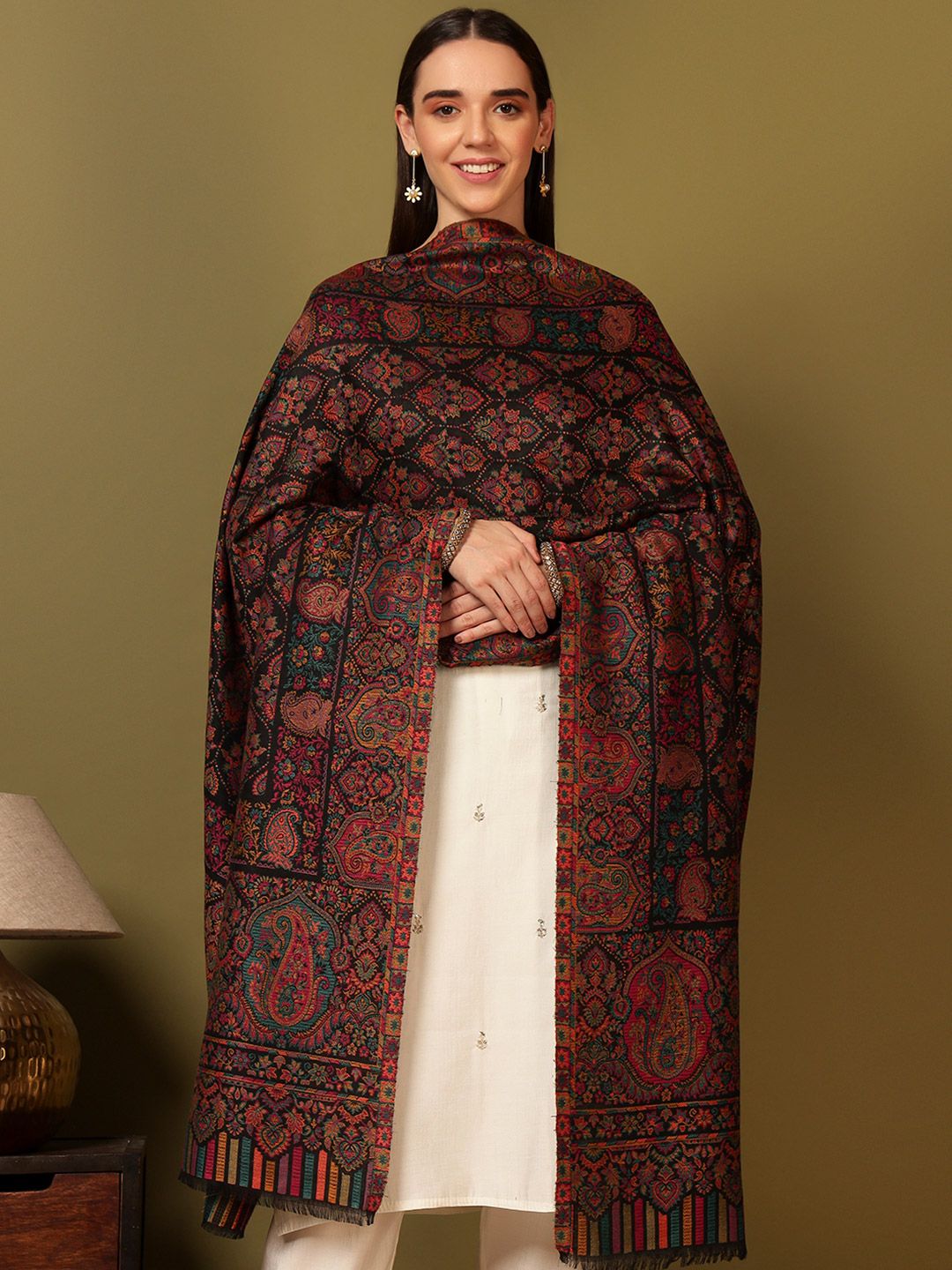 Dhiyona PA Gulraiz Ethnic Motifs Woven Design Kani Woolen Shawl