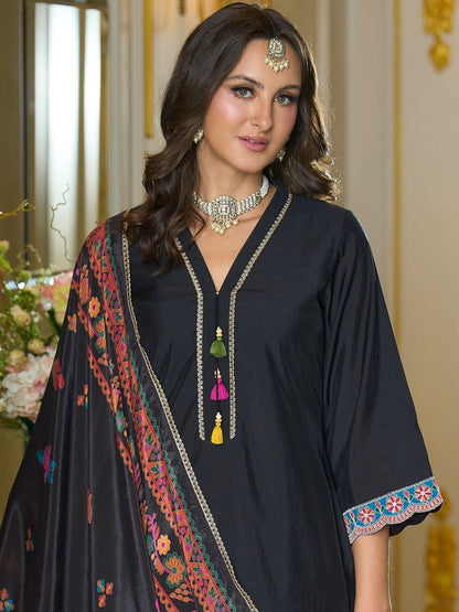 Women Ethnic Motifs Embroidered Kurta with Trousers & Dupatta