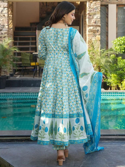 Dhiyona KL Women Ethnic Motifs Printed Regular Kurta with Trouser & Dupatta