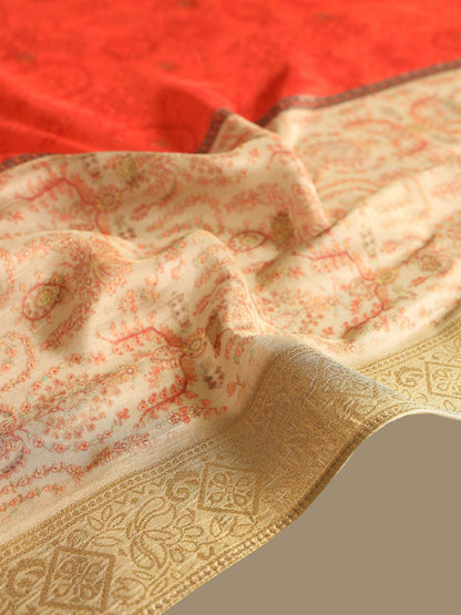 Dhiyona SO Women's Floral Printed Round Neck Sequinned Straight Kurta With Trousers & Dupatta