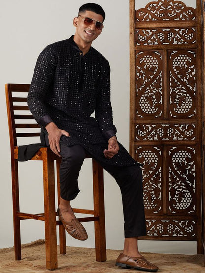 Men's Black Cotton Straight Pyjama