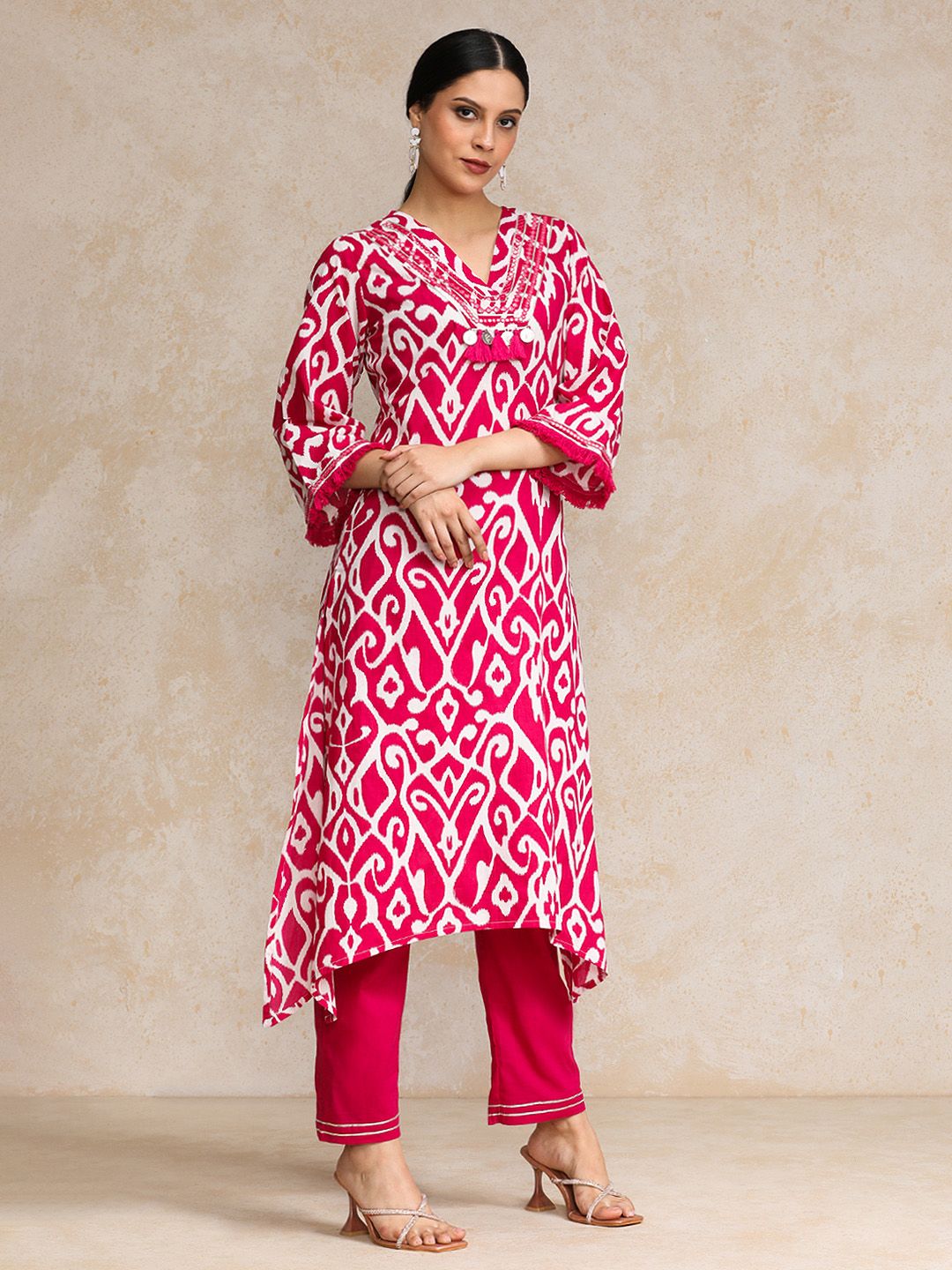 Dhiyona VA Women's Floral Printed Regular Pure Cotton Kurta with Trousers