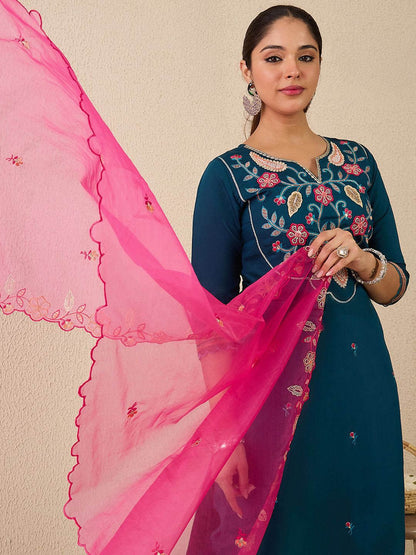 Dhiyona IE Women's Women Ethnic Motifs Printed Kurta with Trousers & Dupatta
