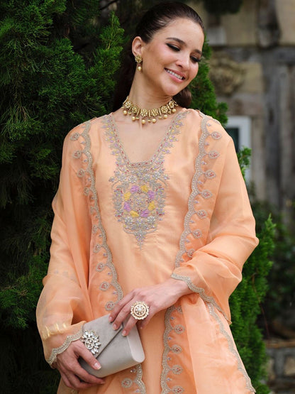 Women Ethnic Motifs Embroidered Regular Thread Work Kurta with Trousers & With Dupatta