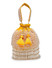 Dhiyona NR Droop Honey Yellow & Pearl Chevron Embellished Velvet Potli