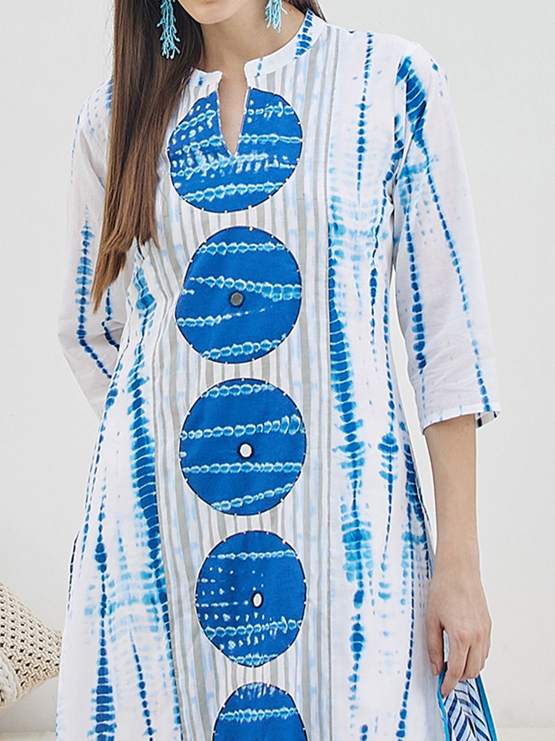 Tie And Dye Screen Technique Pure Cotton Kurta With Trousers & Dupatta