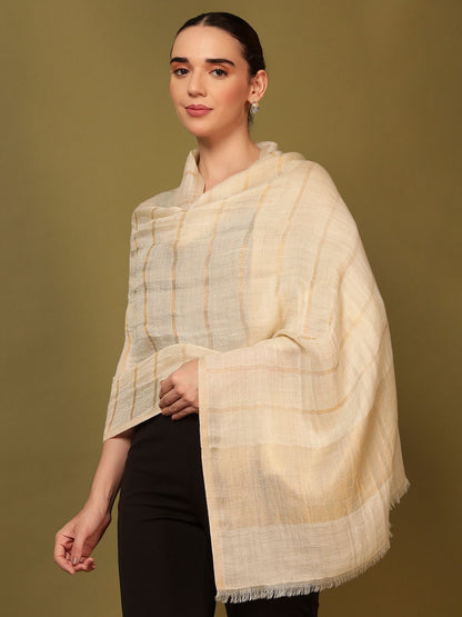Dhiyona PA Striped Woven Design Woolen Reversible Shawl