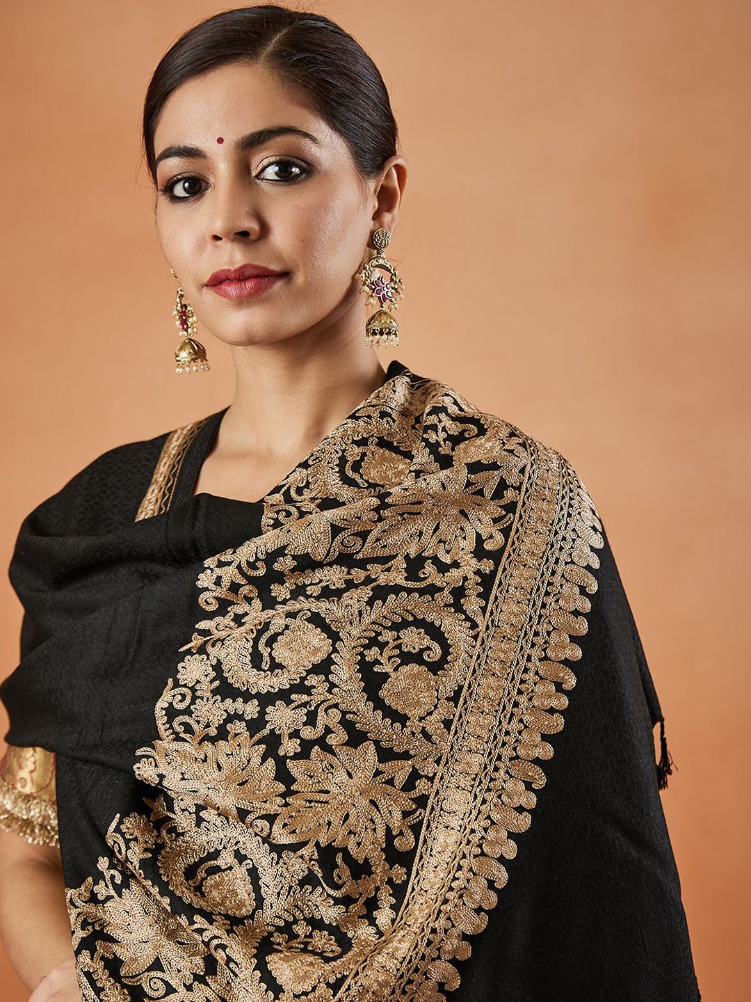 Dhiyona PA Vasant Aari Ethnic Motifs Embroidered Shawl