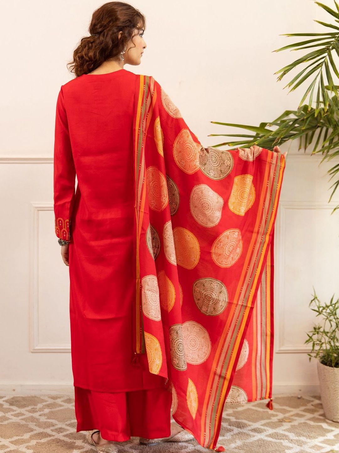 Women Ethnic Motifs Embroidered Kurta with Palazzos & With Dupatta