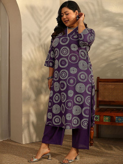 Dhiyona Women's Plus Size Ethnic Motifs Printed Kurta with Palazzos & Dupatta