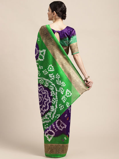 Women's Art Silk Purple Printed Designer Saree With Blouse Piece