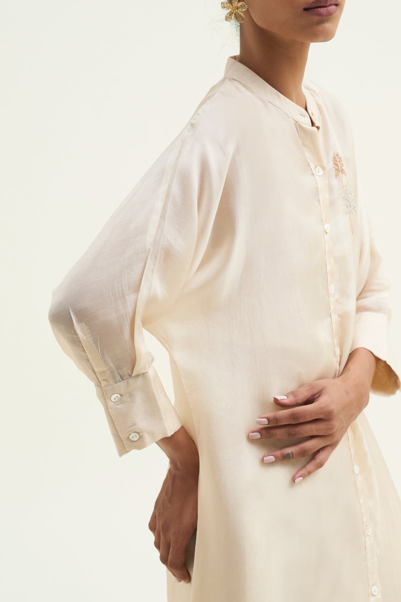 Women's Angora Beige Silk Co-ord Set