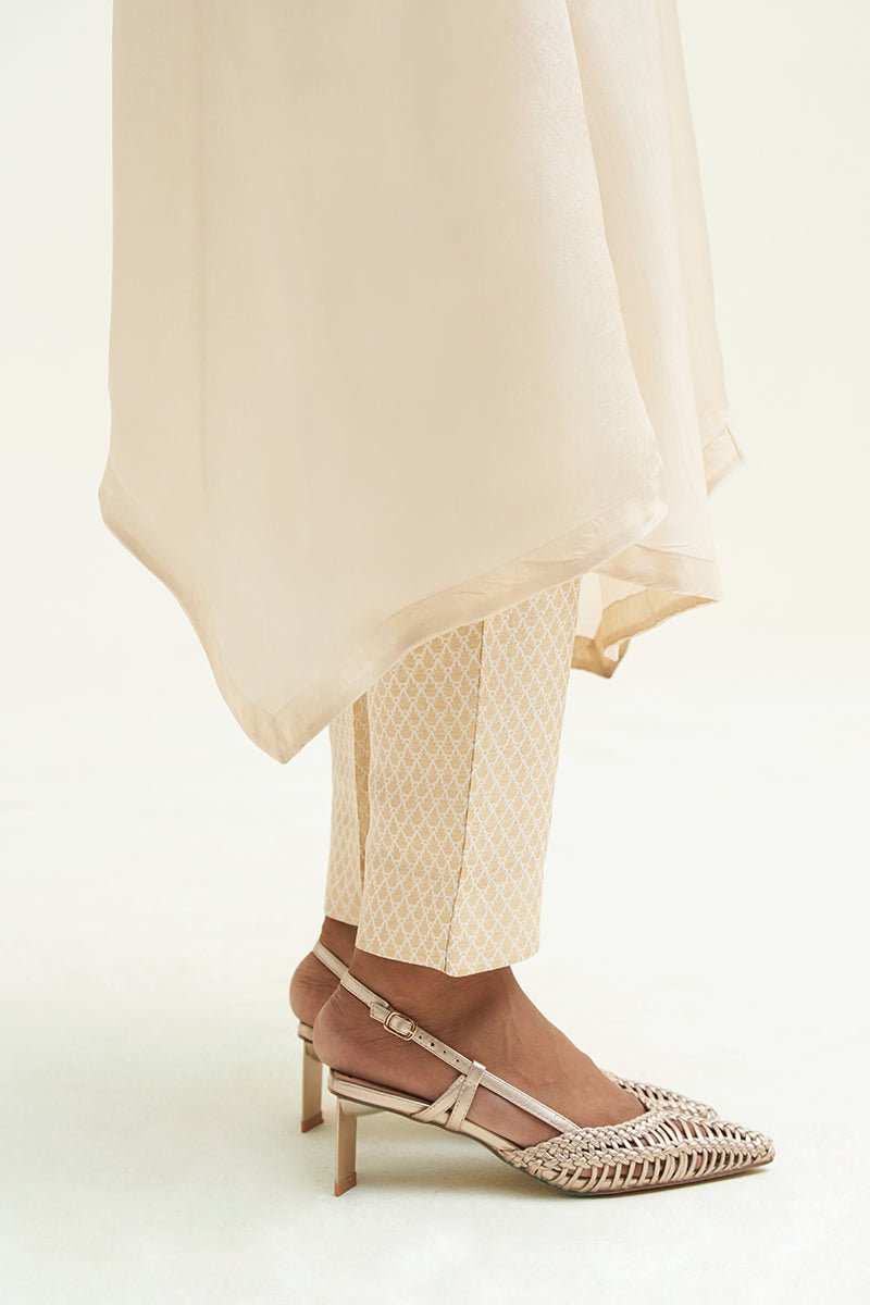 Women's Angora Beige Silk Co-ord Set