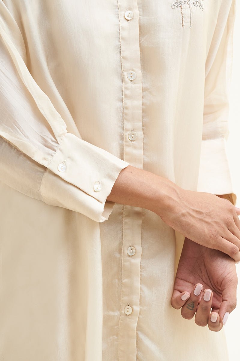 Women's Angora Beige Silk Co-ord Set