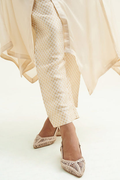 Women's Angora Beige Silk Co-ord Set
