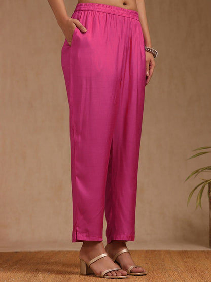 Dhiyona SO Women's Women Floral Regular Chanderi Cotton Kurta with Trousers & Dupatta