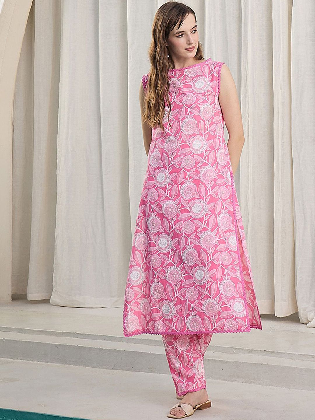 Dhiyona IE Printed Pure Cotton Tunic With Trousers