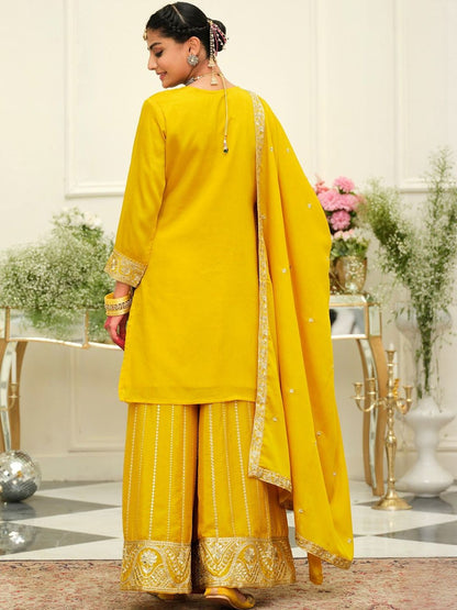 Women Ethnic Motifs Embroidered Kurta with Palazzos & Dupatta