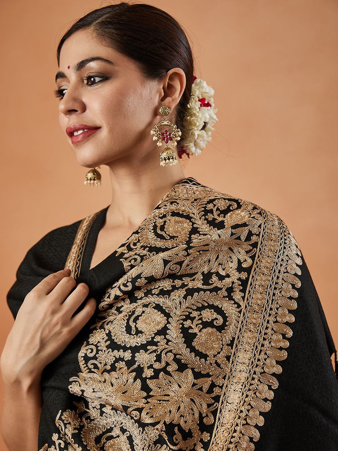 Dhiyona PA Vasant Aari Ethnic Motifs Embroidered Shawl