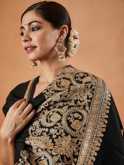 Dhiyona PA Vasant Aari Ethnic Motifs Embroidered Shawl