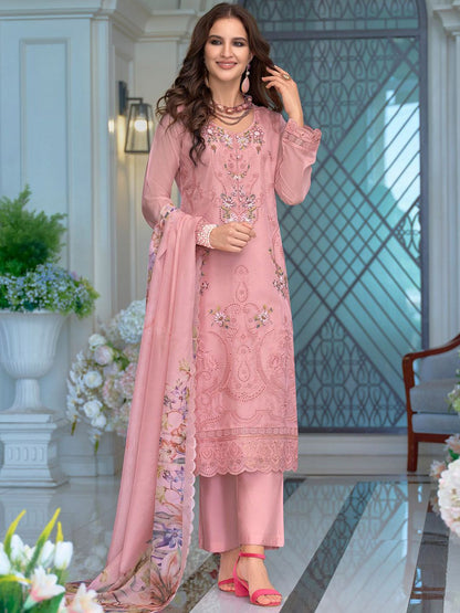 Women Floral Embroidered Thread Work Kurta with Trousers & Dupatta Kurta Sets