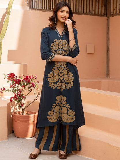 Dhiyona SN Women's Printed Straight Kurta & Palazzo