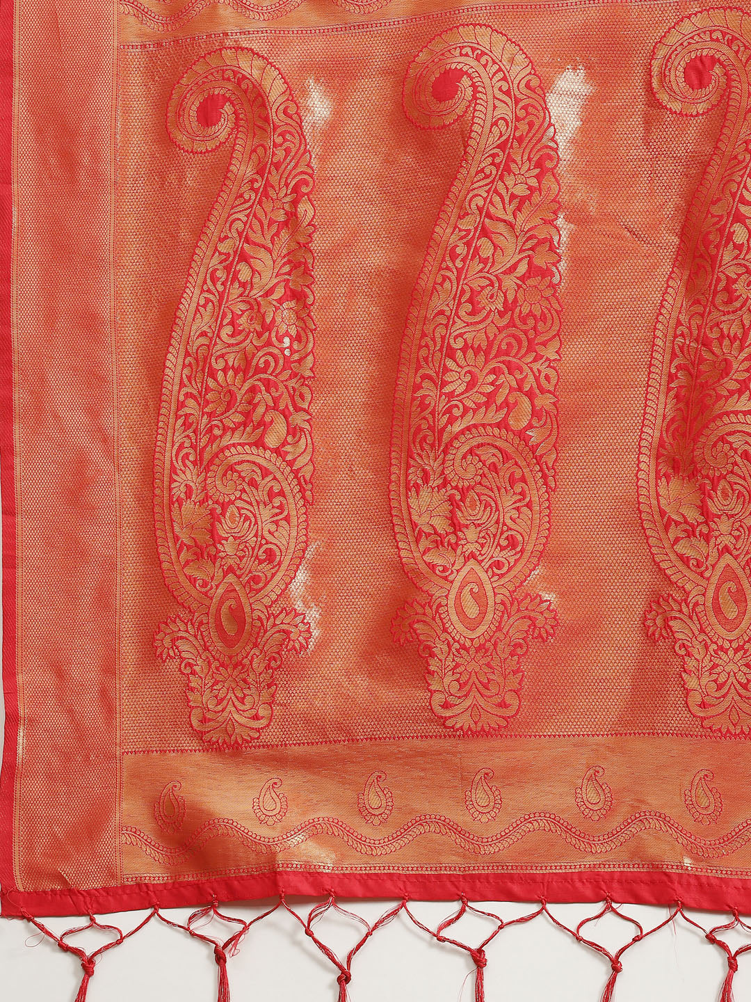 Women's Kanjeevaram Silk Red Woven Design Woven saree With Blouse Piece