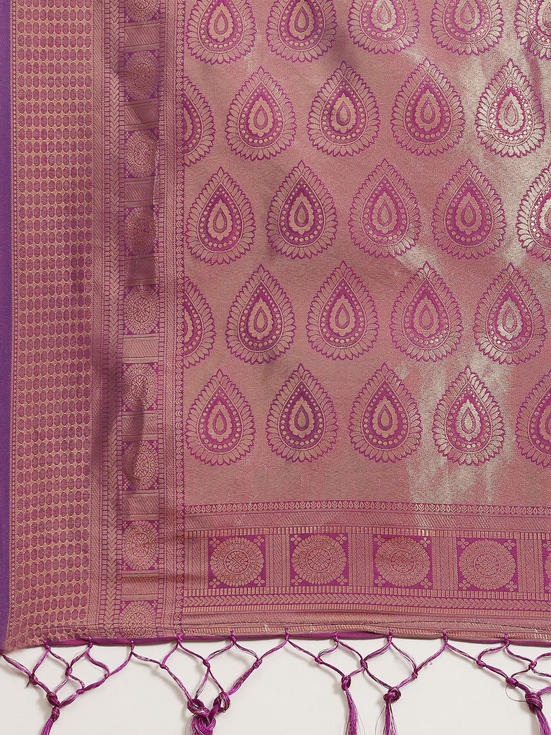 Women's Kanjeevaram Silk Purple Woven Design Woven saree With Blouse Piece