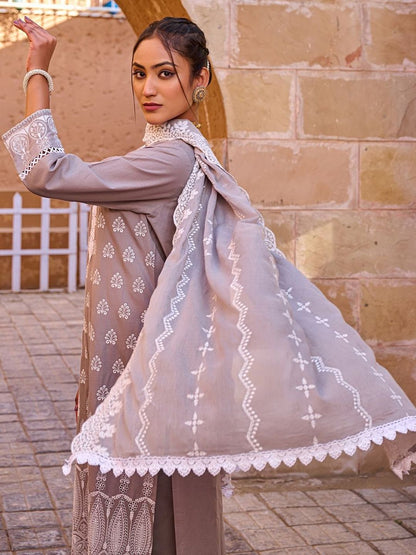 Women Ethnic Motifs Embroidered Regular Thread Work Pure Cotton Kurta with Trousers & With Dupatta