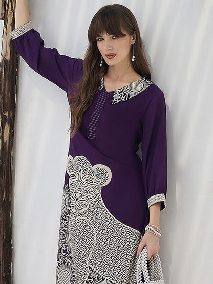 Geometric Printed V-Neck A-Line Kurta & Palazzos