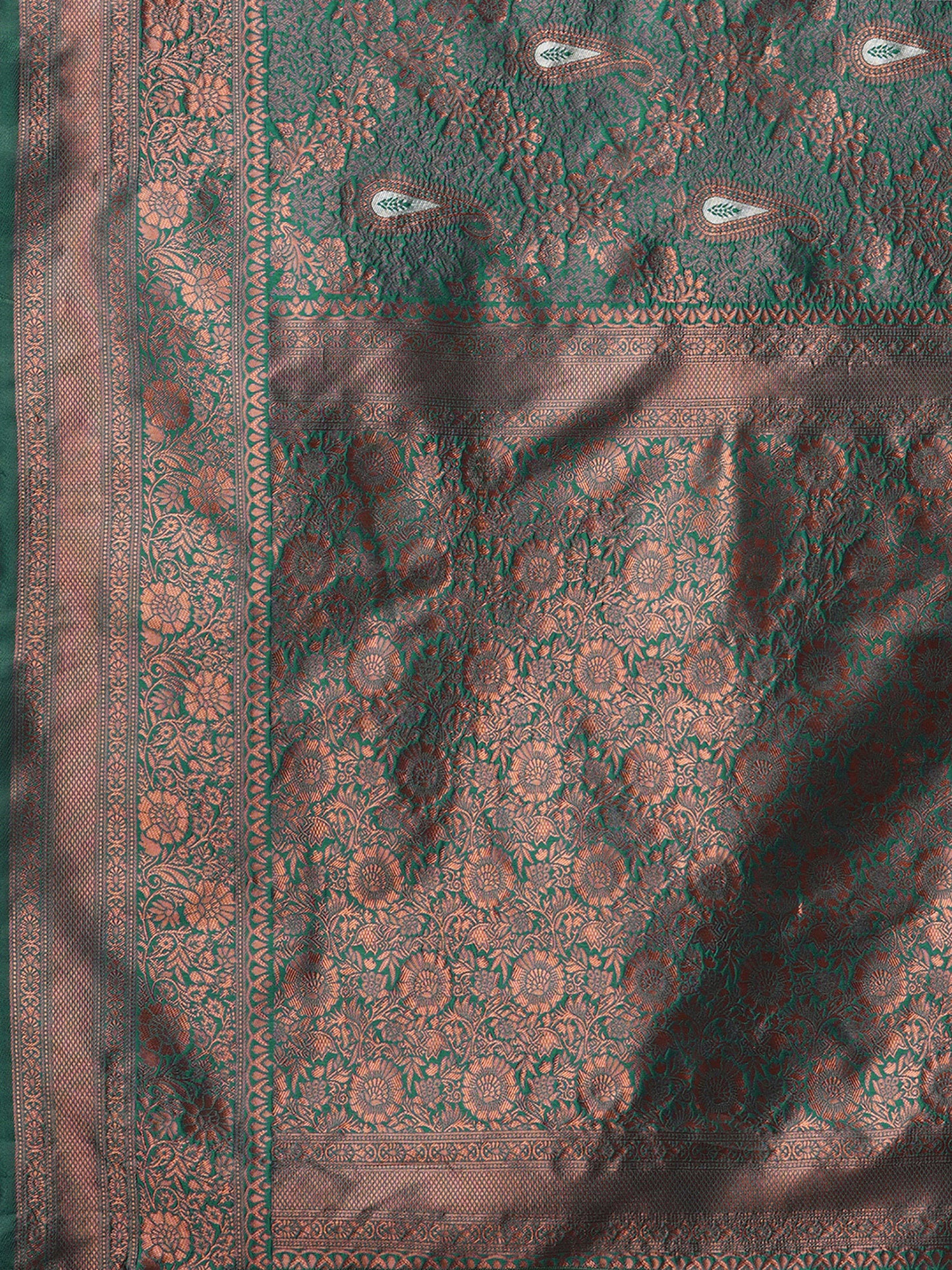 Women's Silk Blend Teal blue Woven Design Designer Saree With Blouse Piece