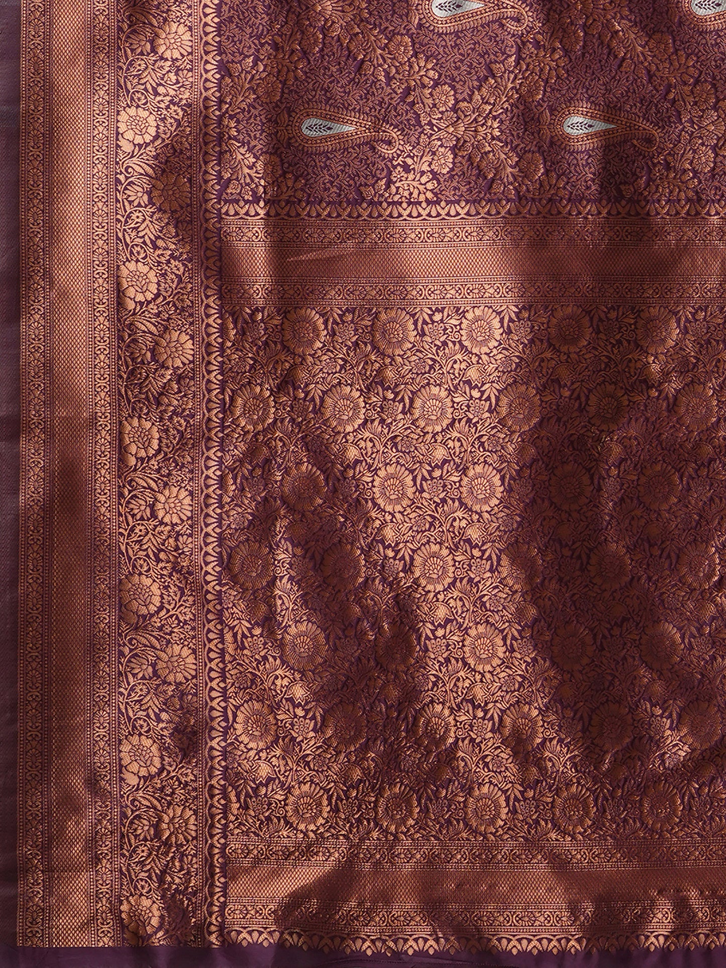 Women's Silk Blend Purple Woven Design Designer Saree With Blouse Piece
