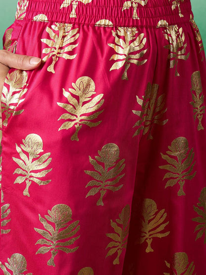 Dhiyona SN Women's Floral Printed Flared Sleeves A-Line Kurta With Trousers & Organza Dupatta