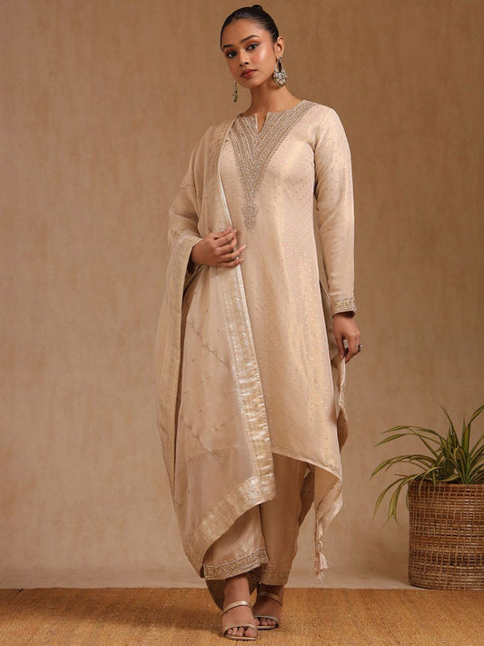 Dhiyona SO Women's Women Floral Woven Design Regular Kurta with Trousers & With Dupatta