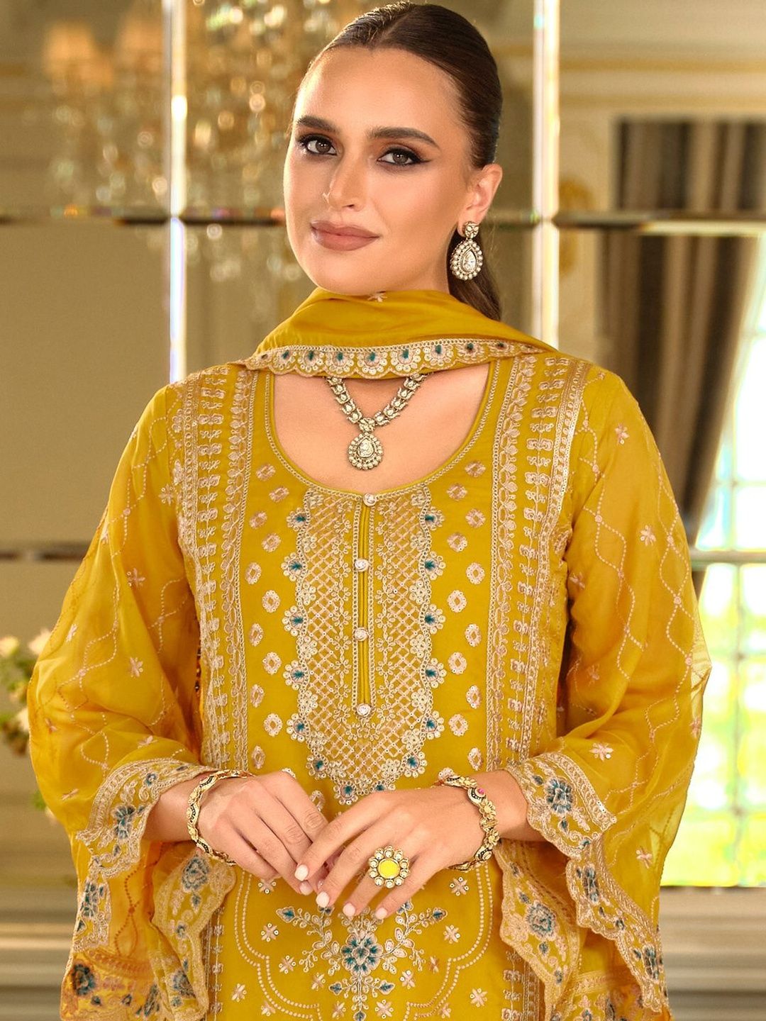 Women Ethnic Motifs Embroidered Kurta with Trousers & Dupatta