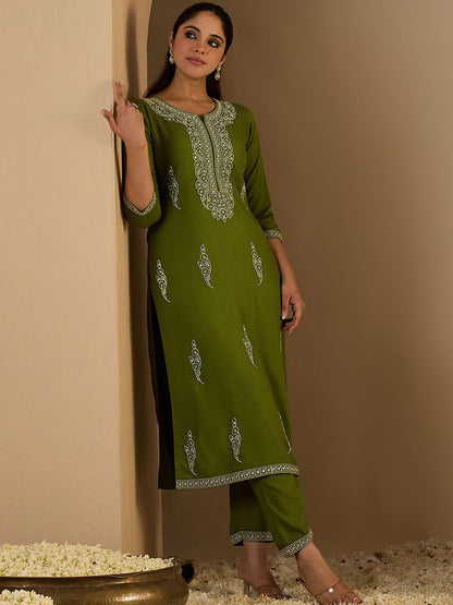 Dhiyona IE Women's Women Ethnic Motifs Printed Kurta with Trousers