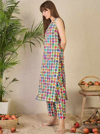 Dhiyona IE INDO ERA Women Printed Pure Cotton Tunic with Trousers