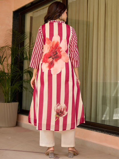 Women Printed Regular Pure Cotton Kurta with Trousers