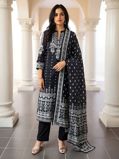 Women Ethnic Motifs Printed Cotton Kurta with Trousers & Dupatta