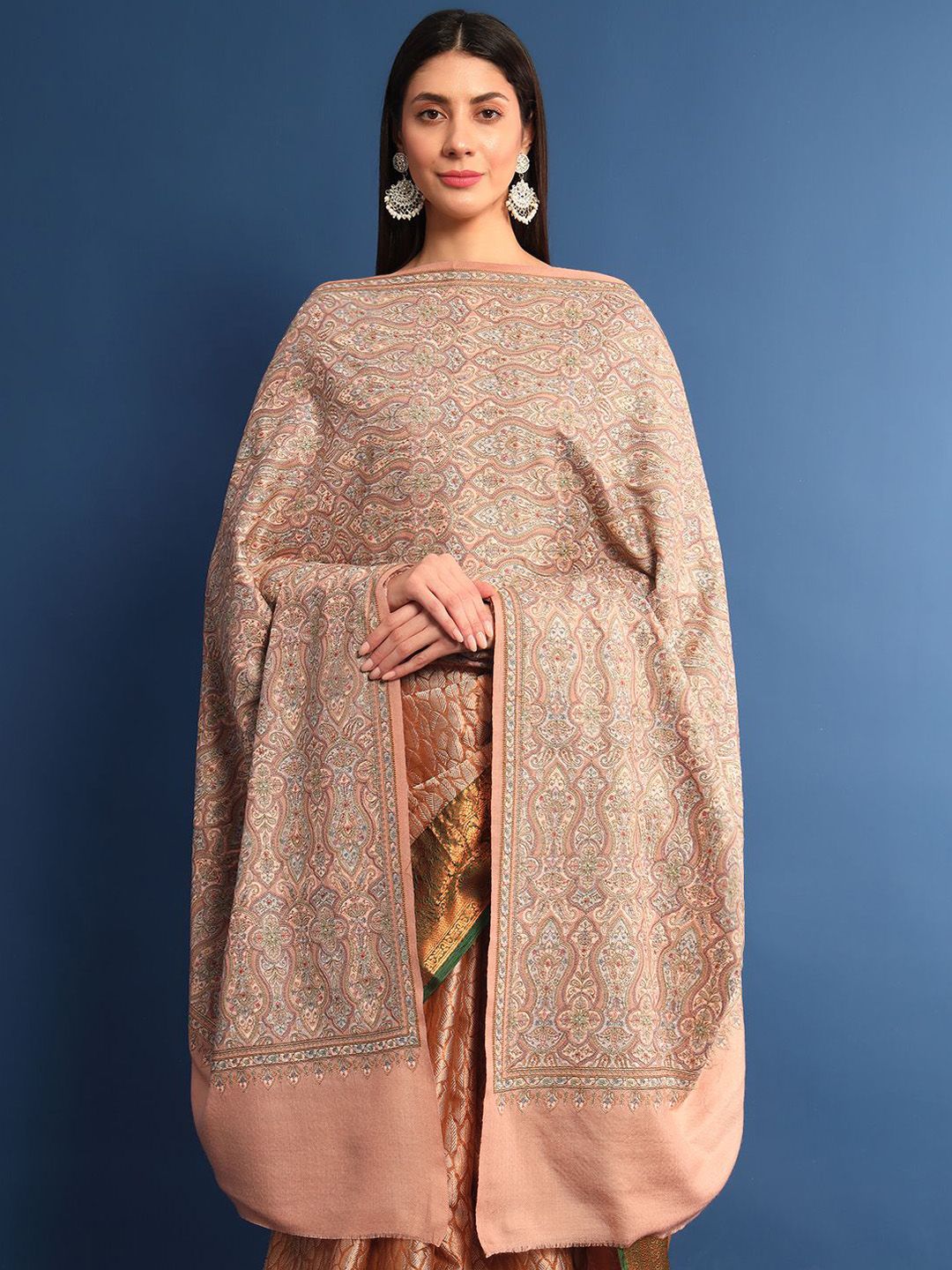 Dhiyona PA Ethnic Motifs Embroidered Woollen Shawl