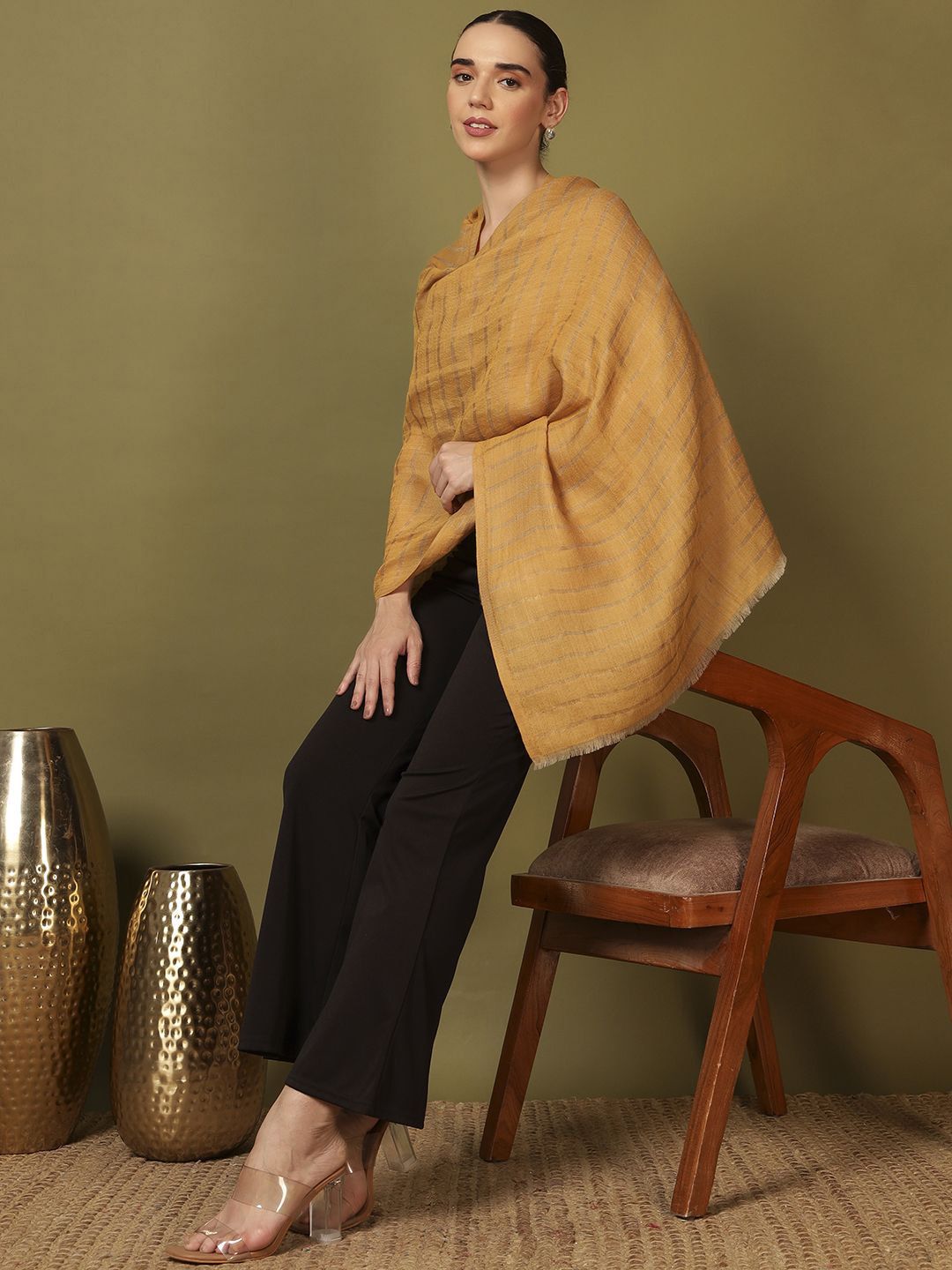 Dhiyona PA Checked Woven Design Shawl