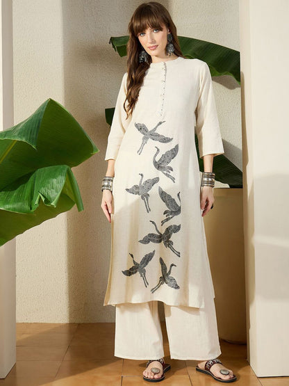 Dhiyona IE Embroidered Mandarin Collar Tunic With Trouser