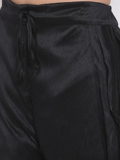 Men's Black Silk Blend Regular Dhoti