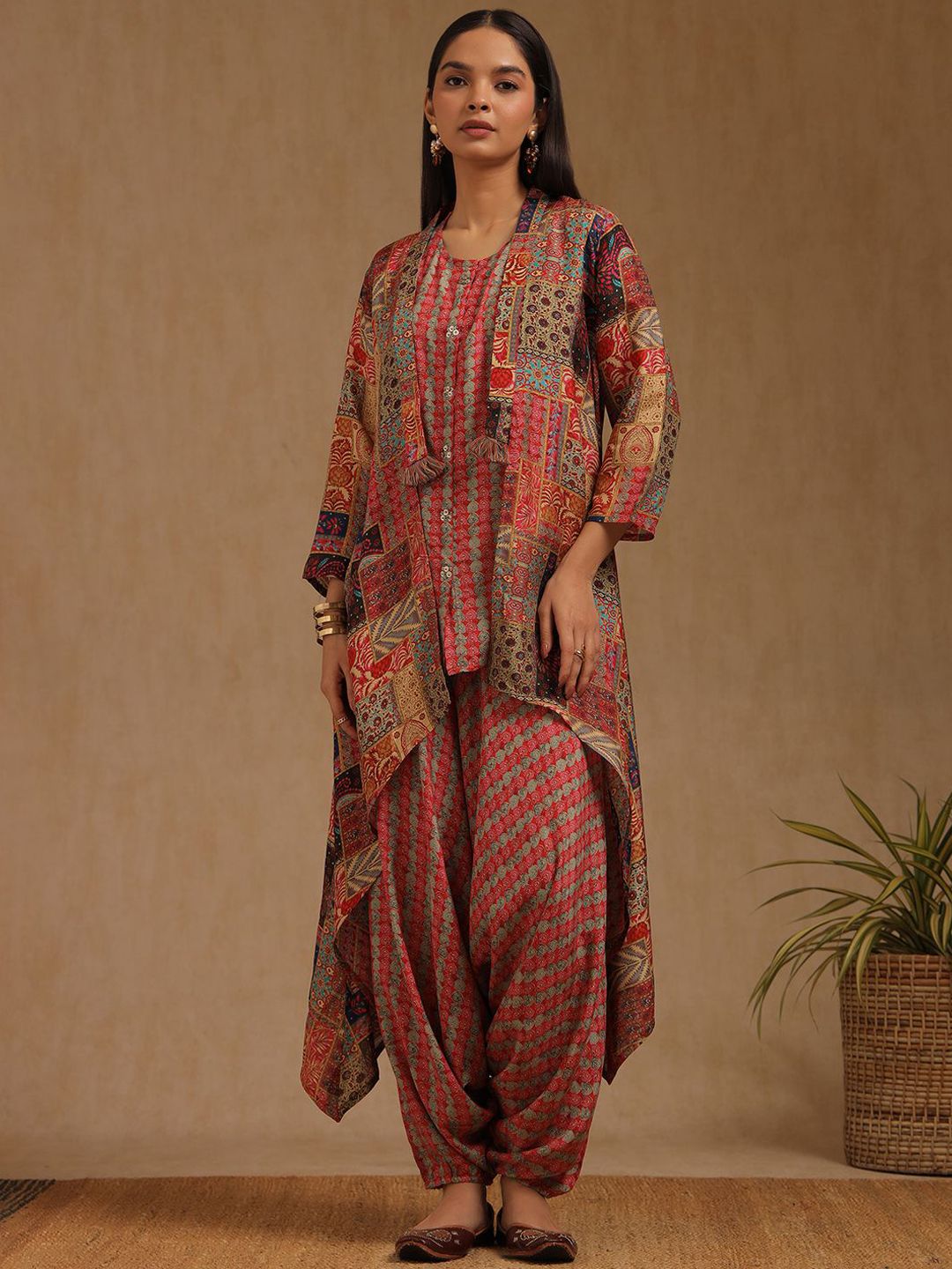 Dhiyona SO Women's Women Ethnic Motifs Printed Regular Sequinned Kurta with Patiala