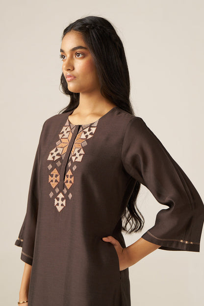 Women's Bracken Brown Silk Co-ord Set