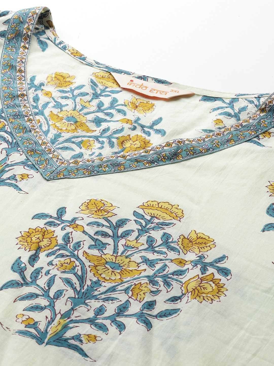 Floral Print Cotton Kurta with Trousers & Dupatta