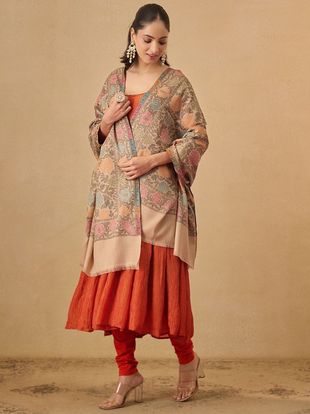 Dhiyona PA Floral Pashmina Nazrana Woven Design Jamawar Shawl