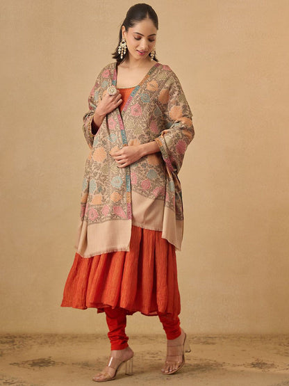 Dhiyona PA Floral Pashmina Nazrana Woven Design Jamawar Shawl